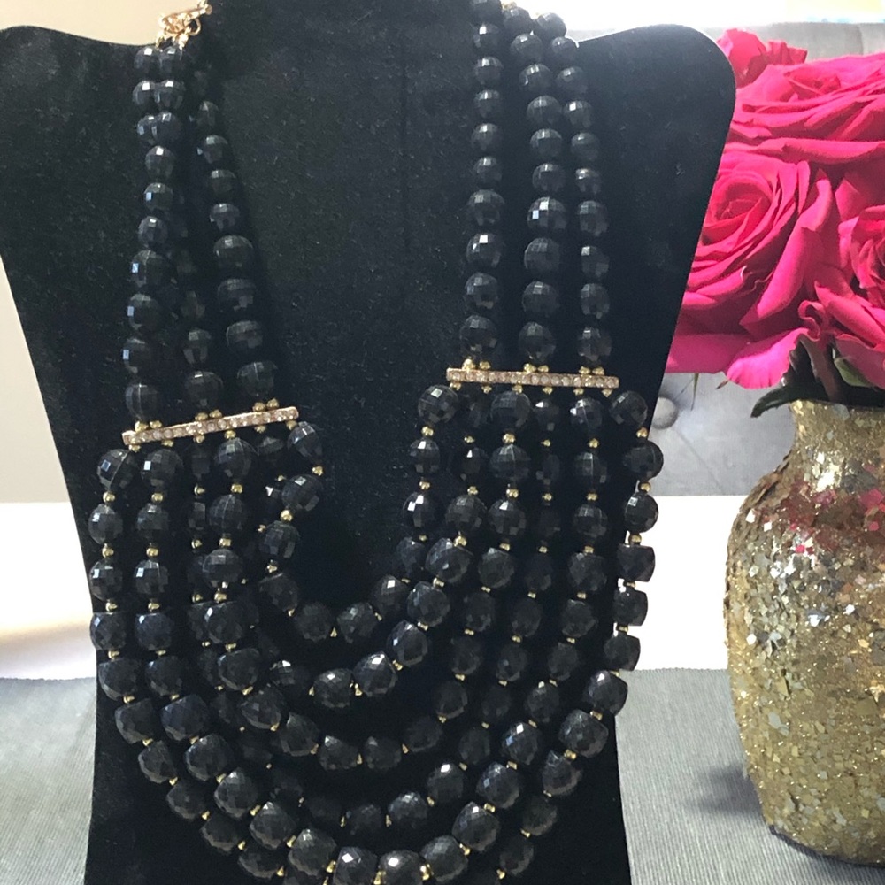 Black Layered Statement Necklace - image 1